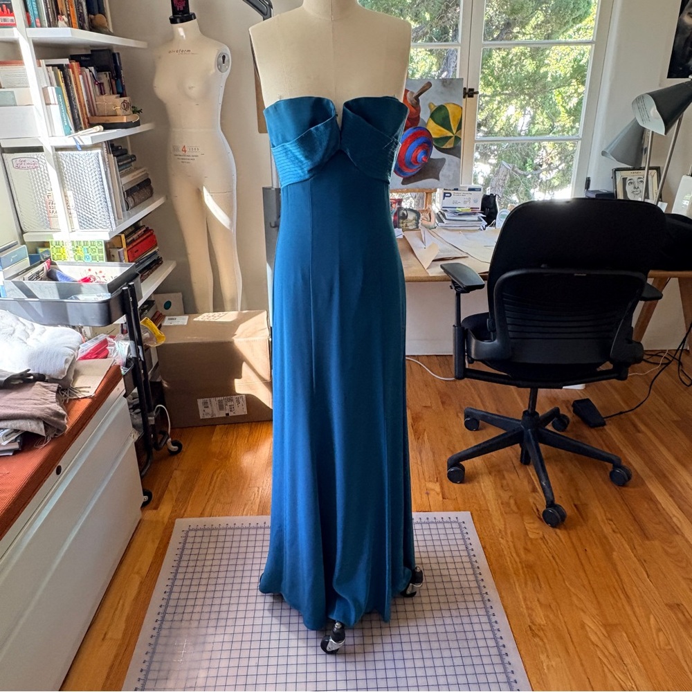 ABS Allen Schwartz Collection Blue Strapless Gown